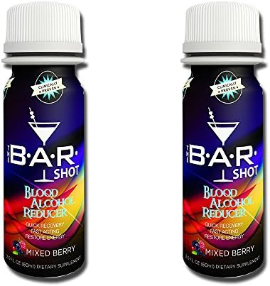 Hangover Prevention & Recovery - The B.A.R. Shot (Blood Alcohol Reducer) 2 Pack, Acetyl-L-Cysteine, L-Glutamine, B-Vitamins, NO Sugar, NO Caffeine| Remedy for Hangovers | 2 OZ Serving per Bottle