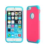 iPhone 6 Case, oneCase™ Hybrid High Impact Shockproof Protective Case Hard Plastic+Soft Silicon Rubber Armor Defender Case Cover for Apple iPhone 6 4.7 inch Screen with Stylus & Screen Protector (2 piece-Rose Red/Blue)