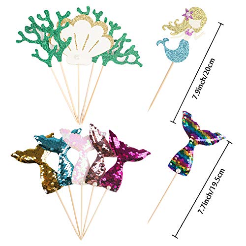 Koogel Mermaid Party Boxes Set,36 Pcs Mermaid Tail Box Mermaid Candy Box 6 Mermaid Flag-Inserting 6 Mini Mermaid Tail for Children\'s Birthdays Babies Under Decorations Supplies for Mermaid Parties