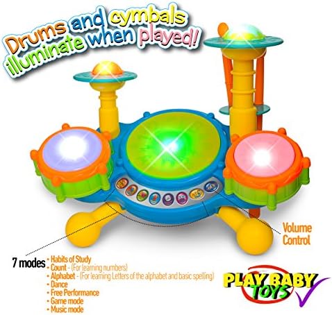 Play Baby Toys Big Beats Pre-School Jazz Drum Set With Preloaded Songs And Music With Educational Activities Like Counting And Developing A Sense Of Music Beat