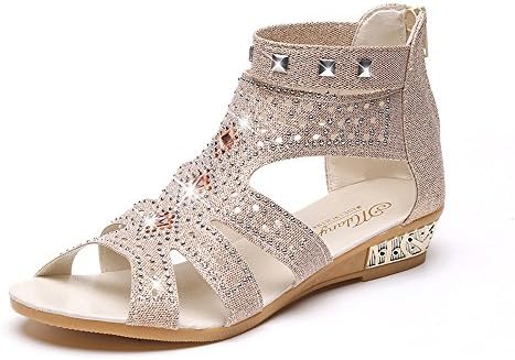 Huitian23 Women's Cut Out Platform Wedge Sandals Ankle Strap Suede Fish Mouth Hollow Roma Shoes