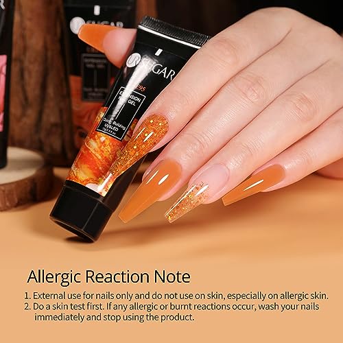 UR SUGAR Fall Winter Extension Gel Nail Set, 6 Colors Maple Pumpkin Burnt Orange Yellow Red Glitter Autumn Extension Nail Gel Polish Kit Halloween Thanksgiving Day Gift Box for Women - Image 3