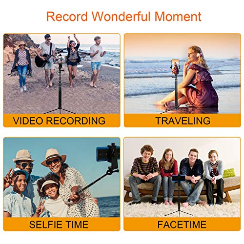 Selfie Stick Separable Tripod Stand 52in Extendable w/Rotatable Phone Holder and Bluetooth Remote for Desktop/Floor/Monopod Photo Video Live Stream Fit for 4.2-7 inch iPhone Android Phone Samsung