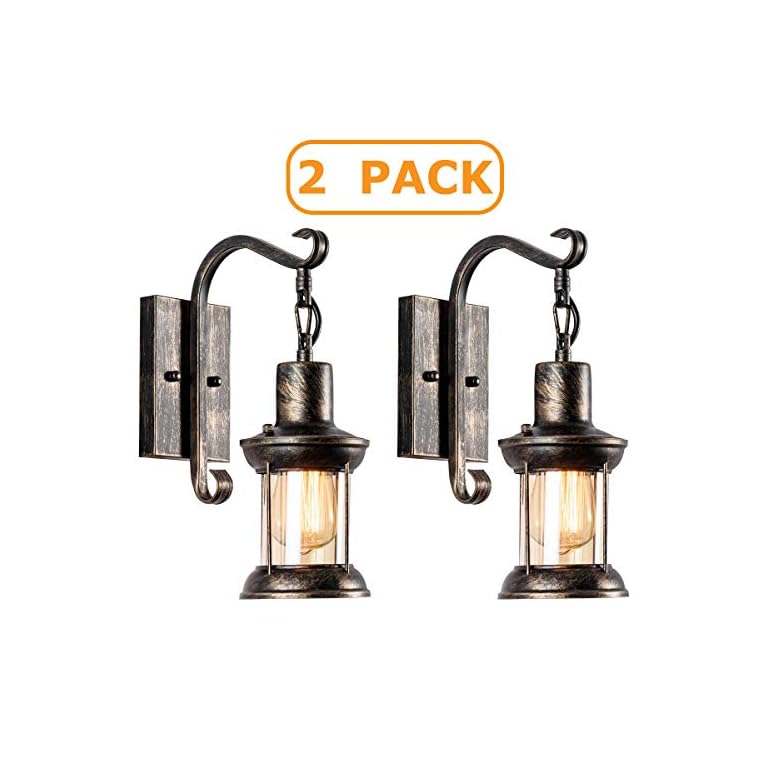 MOONKIST Vintage Glass Wall Sconce Fixtures 2Pack, Rustic Nordic Glass