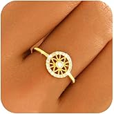 18K Plated Gold Women's Engagement Rings,925 Sterling Silver Promise Chunky Ring For Her Eternity Cubic Zirconia Wedding Bands Ring For Women Stack For Mother Girlfriend CZ Friendship Shining Retro Star Compass Finger Ring Party Fashion Jewelry Gift Size 5 6 7 8