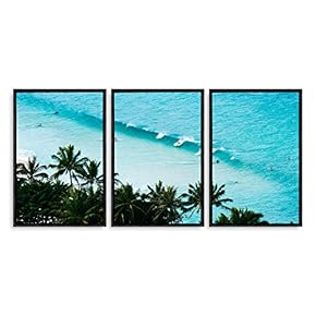 3 Piece Framed Canvas Wall Art for Living Room, Bedroom Vintage Tropical Palm Trees Canvas Prints for Modern Home Decoration Ready to Hang - 16"x24"x3 Panels