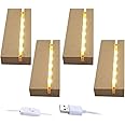 JOJOCY 4 Packs LED Lights Base 4.33 x 1.57 inch Rectangle Wood Display Pedestal, Wooden Led Lights Display Base for Acrylic and Plexiglass Crystal Glass Resin Art (4pc)