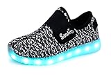 Santiro Boys Girls Light up Shoes for kids 7 Colors Light LED Fashion Slip on Sneakers USB Charging Luminous Sneakers SSK006B1-38