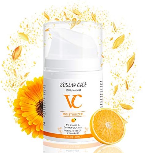 Face Moisturizer - Vitamin C Cream for Face & Eyes Anti-Aging & Wrinkle, Britening Skin with Vitamin B5 & Coconut Oil Night Moisturizer for Face Skin Care (1.7oz)