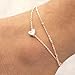 18K Rose Gold Two-Layer Heart Pendant Anklet