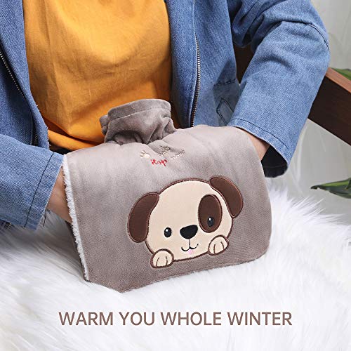 GRLEAN Classic Rubber Hot Water Bottle Upgrade Water Bag with Premium