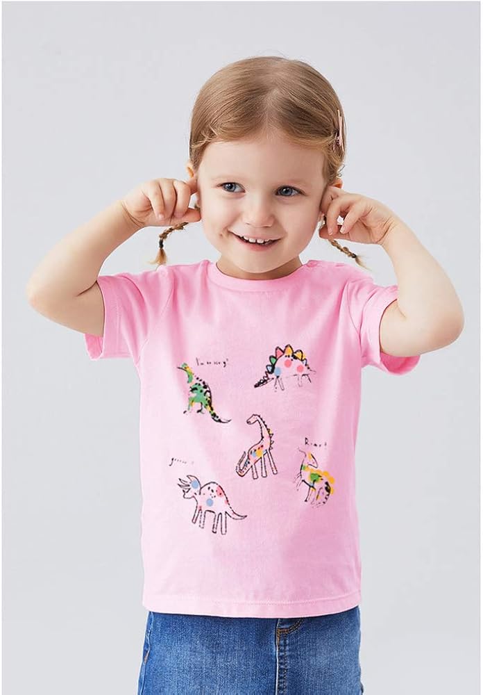 Toddler Girls T-Shirt Short Sleeve Shirt Unicorn Print Cotton Summer Tops Tees Shark Graphic: Clothing