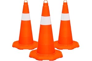 Berry Reflective Safety Cone - 20" Orange PVC Cone | Flexible Parking Cone | 50CM Unbreakable PVC Traffic Cone - Orange | Mul