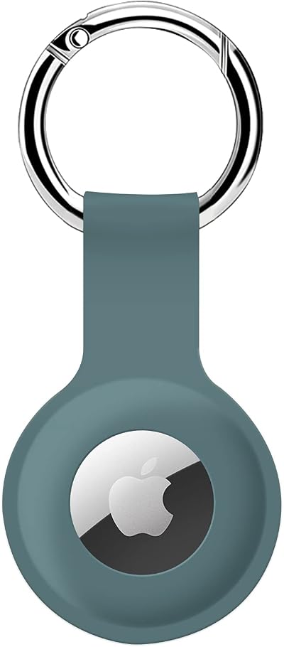 ColorCoral Silicone AirTag Holder Case Teal Keychain Anti-Lost Scratch-Resistant
