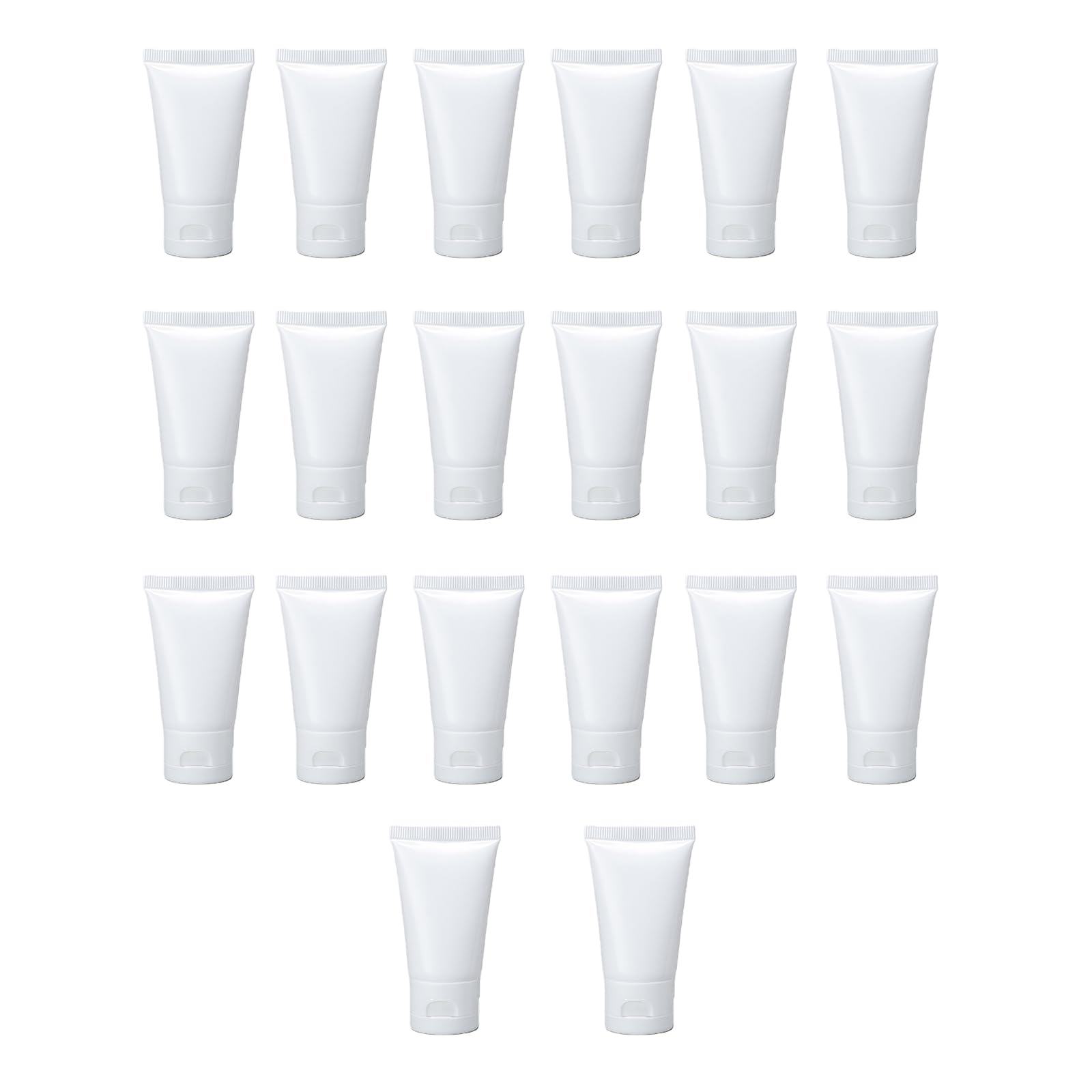 VASANA 20PCS 30ml Empty Refill White Plastic Cosmetic Lotion Tubes Bottles Shampoo Facial Cleanser Makeup Sample Soft Container Tube Bottle Vial Jar Pot Case with Flip Cap