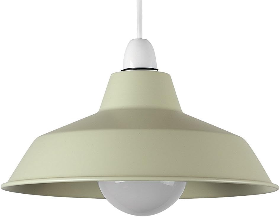 MiniSun Retro Style Gloss Sage Green Metal Reflector Ceiling Pendant