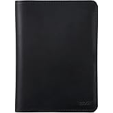 Ridge Passport Holder - Leather Travel Wallet, RFID Protection, Holds Passport, 6 Credit Cards, Folded Cash, And a Boarding Pass (Midnight Black)