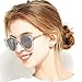 BLUEKIKI YEUX Women Polarized Sunglasses Vintage Oversized Round Mirror(Silver, 61)