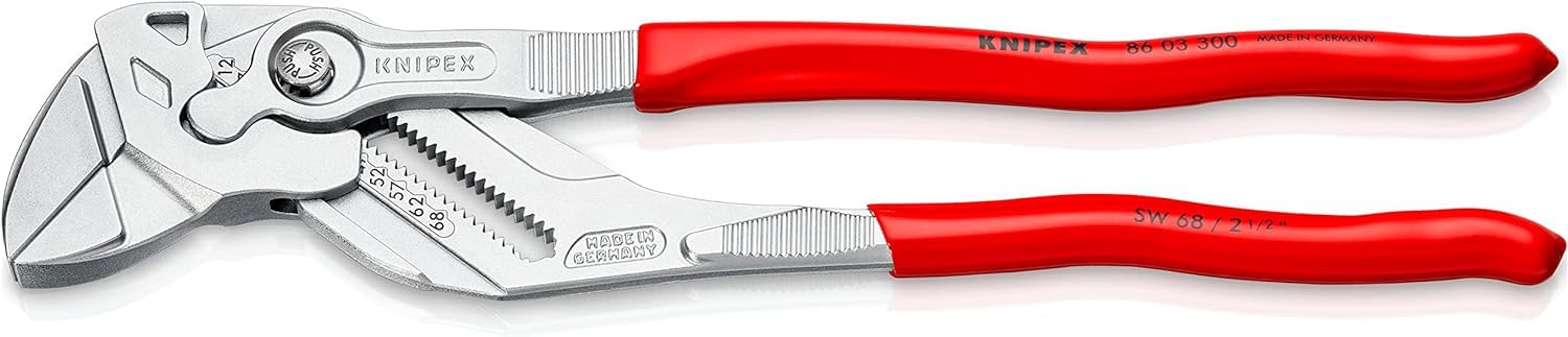 KNIPEX Pliers Wrench Pliers and a Wrench in a Single Tool in Blister Chrome-Plated with Plastic Coating 300 mm, 86 03 300 SB