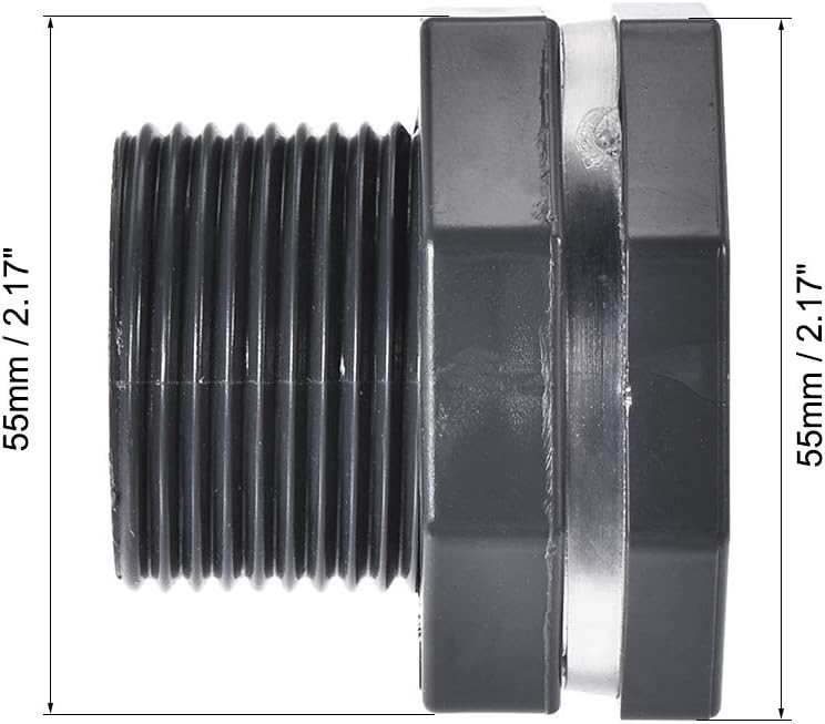 sourcing map Bulkhead Fitting, G1/2 Female 1.5" Male, Tube Adaptor Pipe Fitting with Silicone Gasket, for Water Tanks PVC - Image 4