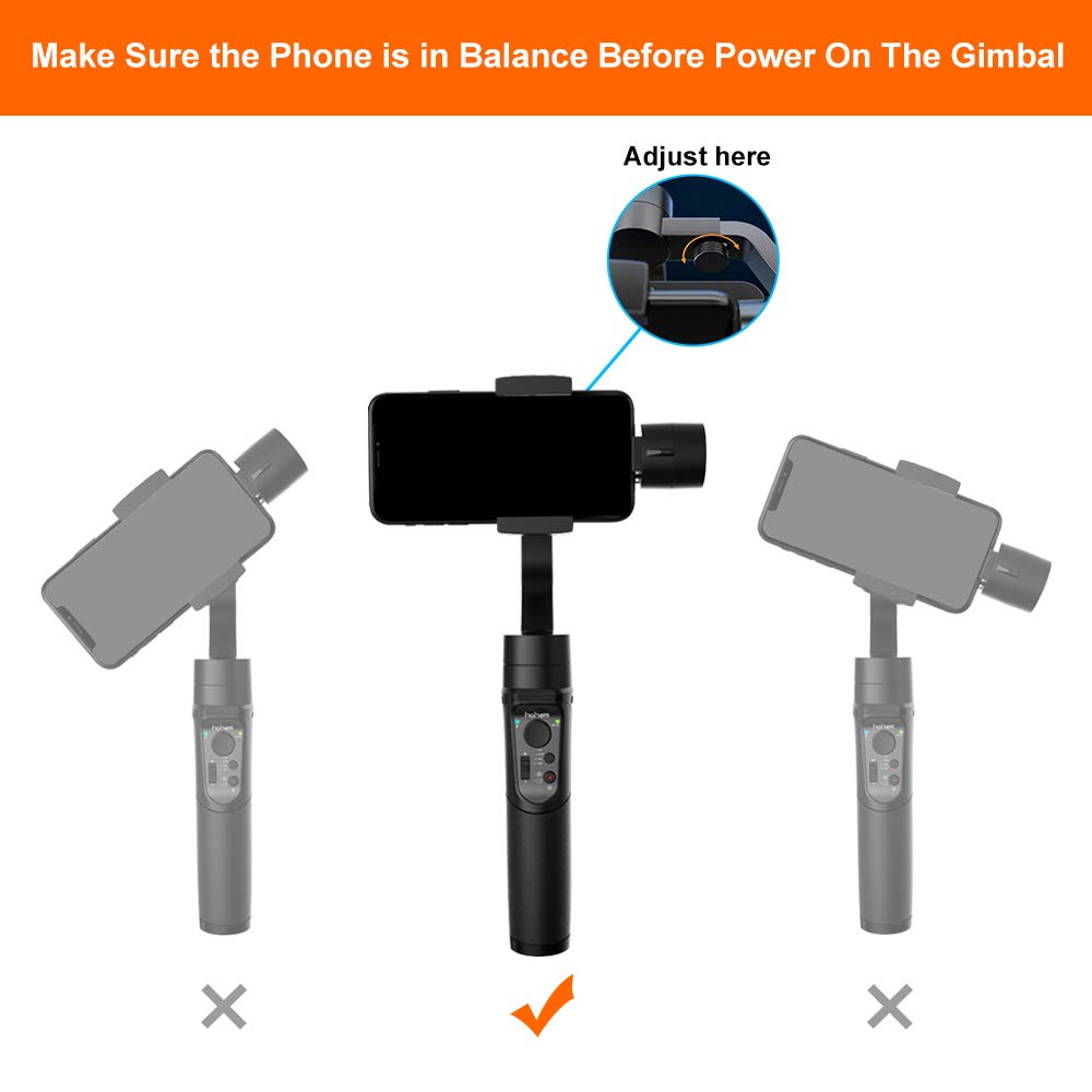hohem Smartphone Gimbal, 3-Axis Handheld Gimbal stabilizer for Smartphones Compatiable with iPhone XS/XS Max/XR/X/iPhone 8/8 Plus, Vertigo Shoot/Time Lapse/Pull & Zoom Capability (iSteady Mobile)