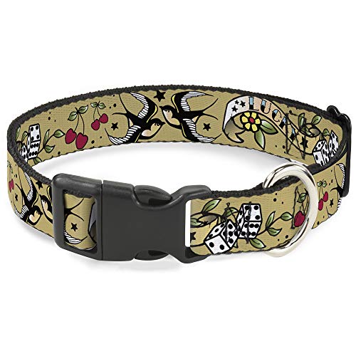 Buckle-Down 15-26" Lucky Tan Plastic Clip Collar, Large