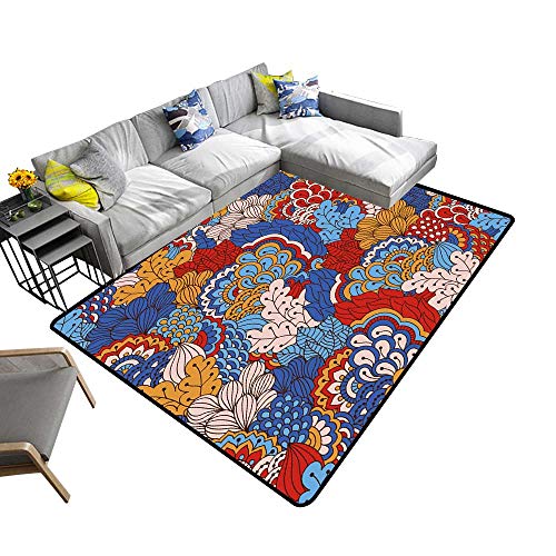 Alsohome Non Slip Thicken Carpe Hand Drawn Seamless Pattern With