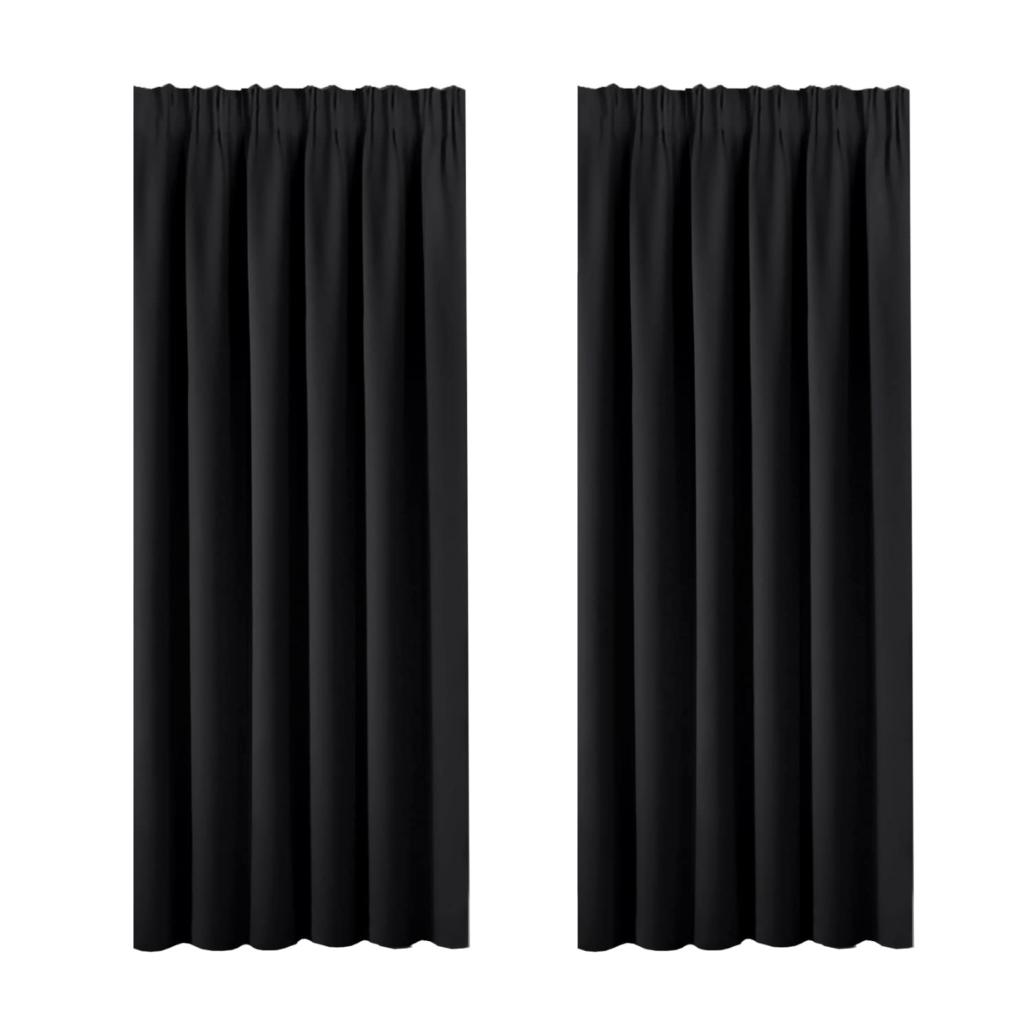 BellaHills 99% Blackout Curtains 2 Panels Set Room Darkening Drapes Thermal Insulated Solid Pencil Pleat Window Treatment Pair for Bedroom, Nursery, Living Room,W90xD72 inch, Black