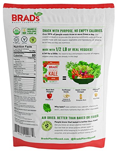 Brad's Plant Based Organic Crunchy Kale, Nacho, 12 Count