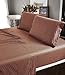 Deluxe Hotel 4-Piece Bed Sheet Set - Dobby Stripe - 100% Cotton Sateen - 300 Thread Count - King - Coffee
