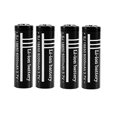 4 Packs 3.7V 6000mAh 18650 Li-ion Rechargeable Battery for Flashlight B2
