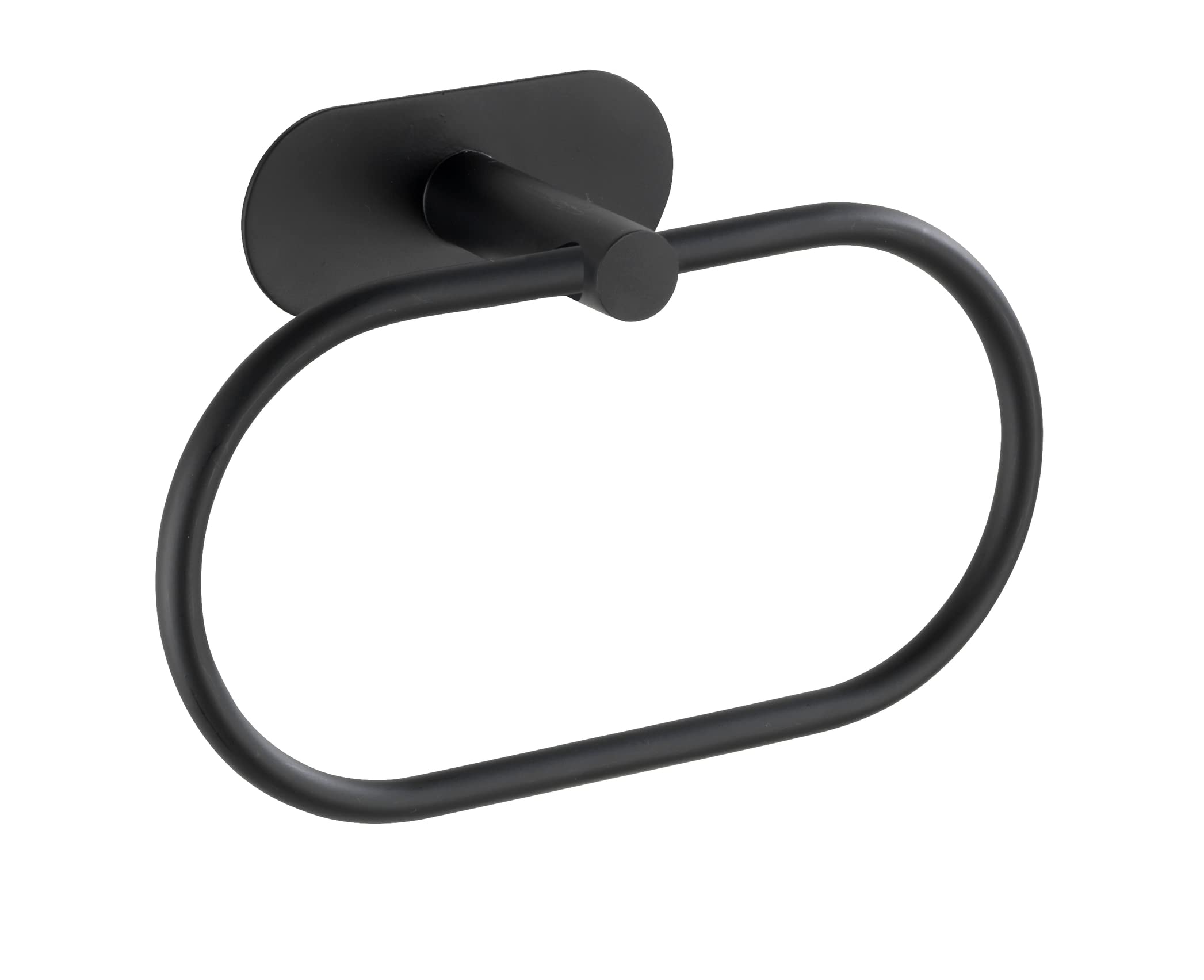 WENKO Turbo-Loc® Orea Matt Stainless Steel Towel Ring - Towel Rail - No Drilling Required - Stainless Steel - 20.5 x 12.5 x 7.5 cm - Black
