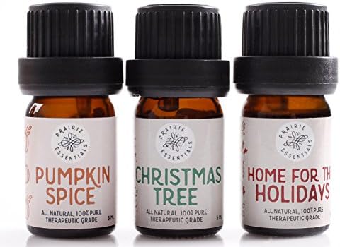 Prairie Essentials - Holiday Joy Essential Oil Blends 3 Pack - Pumpkin Spice, Christmas Tree, Home for the Holidays - 100% Pure, Undiluted, Therapeutic Grade