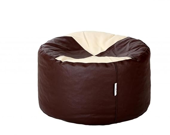 Comfy Bean Bags Corner Puffy L Bean Bag Filled with Beans Filler (Brown and Cream)