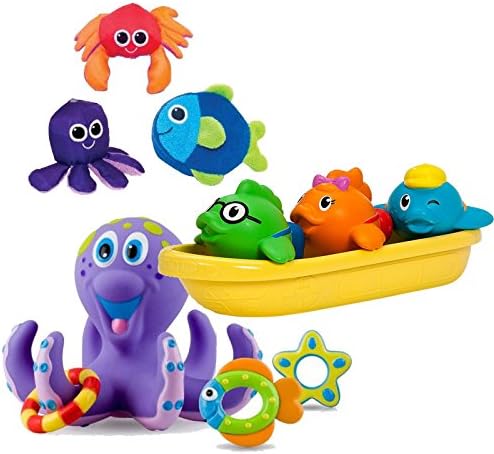 Babyhaven Bundle: Bathtime Octopus Ring Toss, Soft Swimmers &amp; School of Fish