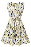 Womens Floral Pattern Mini Dress Half Round Yellow Deep Blue Blue Small