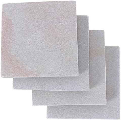GoCraft White Sandstone Absorbent Coasters for your Drinks, Beverages &amp; Wine/ Bar Glasses (Set of 4)