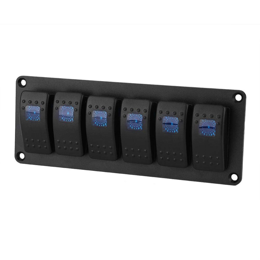 Marine Boat Rocker Switch Panel 12-24V 6 Gang Rocker Switch Panel Waterproof for Trailer Car RV Boat Yacht Marine(Orange)