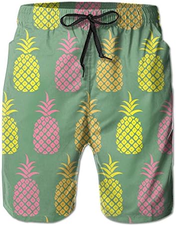 KKWONG Men's Pineapple Summer Pattern Quick Dry Swim Trunks Casual Beach Board Shorts
