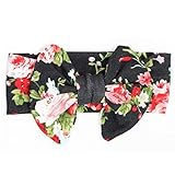 DZT1968® Baby Girl Floral Bowknot Wide Turban Headband Head Wrap Hair Band (Black)