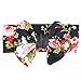 DZT1968 Baby Girl Floral Bowknot Wide Turban Headband Head Wrap Hair Band (Black)
