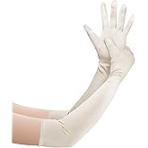 GHGMAO Long Opera Party Gloves for Women, 1920s Satin Tea Party Gloves, Stretchy Elbow Length, 22"