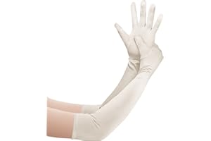 GHGMAO Long Opera Party Gloves for Women 1920s Satin Tea Party Gloves Costume Stretchy Elbow Length Gloves, 22"