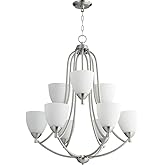 Quorum 6069-9-65 Transitional Nine Light Chandelier from Barkley Collection in Pewter, Nickel, Silver Finish,