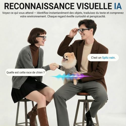 HD Camera Glasses, 8MP 1080P AI Connected Bezel, Dual Core Processor with AI Assistant for Real Time Translation, 410 Mah Offering 16 Hours of Battery Life, Wi-FI Bluetooth Smart Bezel