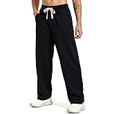 ZUY Men's Baggy Fleece Sweatpants Cotton Lounge Open Bottom Athletic Pants Straight Leg Drawstring with Pockets