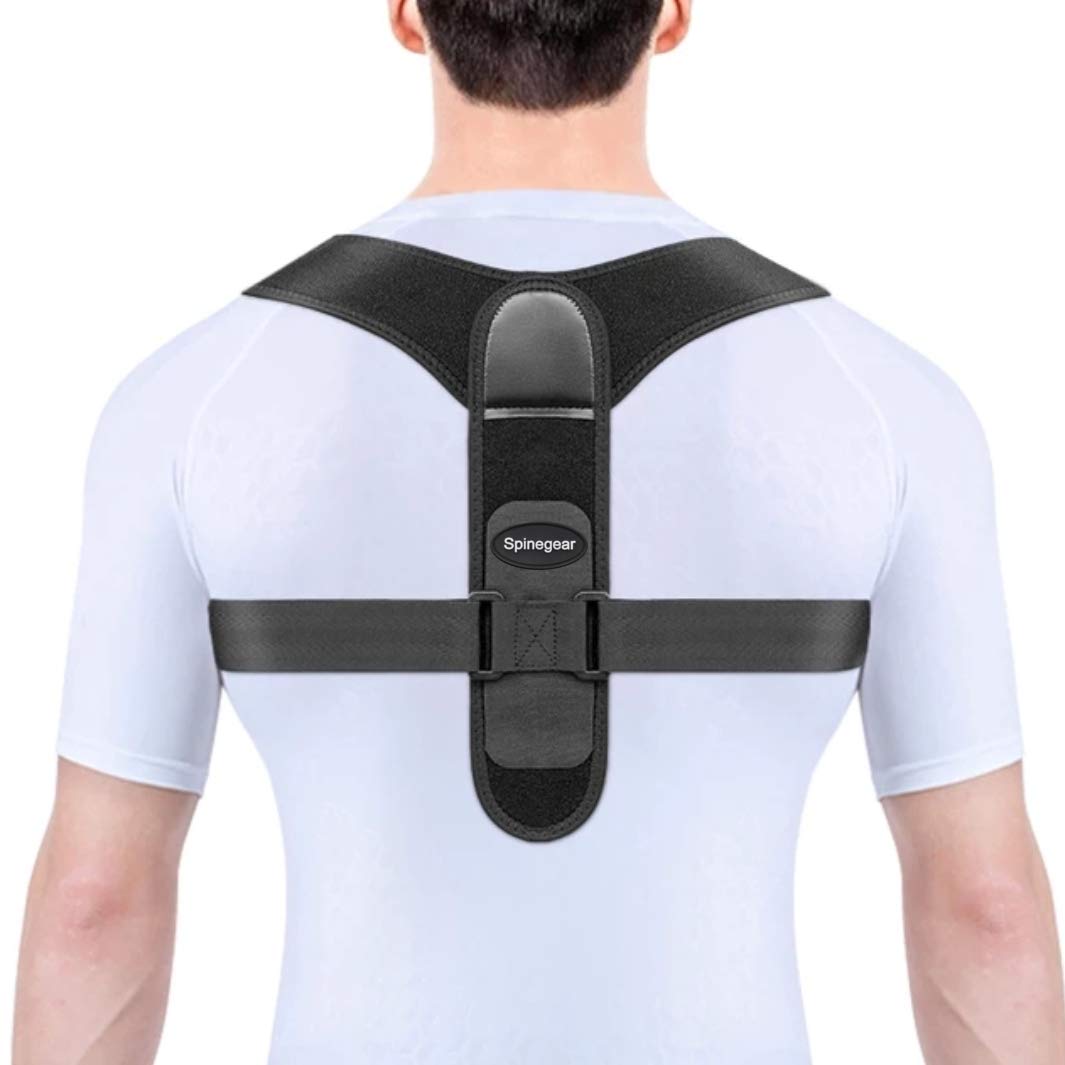 Spinegear [Latest Model] Posture Corrector for Men & Women - Adjustable Upper Back Brace, Comfortable Back Straightener Support for Neck, Back & Shoulder - Slouching fix Pain Relief (Size S-L)