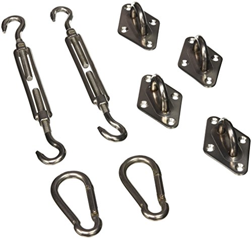 King Canopy ZT2001400 6-Inch Sun Shade Sail Quadrilateral Hardware Kit for Installation, Silver