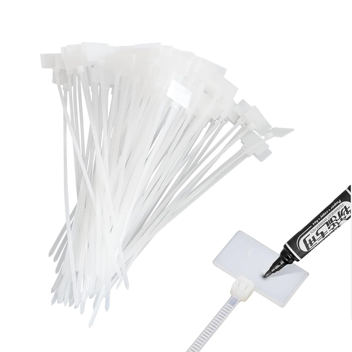 Nylon Tie Wraps in White Indoor and Outdoor Cable Tags and Wire Tags Nylon Cable Marker Ties Multi-Purpose Cable Tie for Cable Management in The Home Office Garage, Product Classification, 250Pcs
