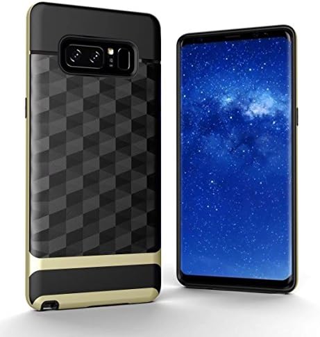 galaxy note 8 phone case, Matte brushed Protective Armor Brushed ParallaxTextured Cover prism Design for Samsung Galaxy Note 8 Case 2017 (Gold)